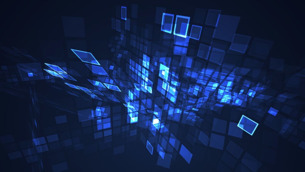 Abstract illustration of data moving between network panels